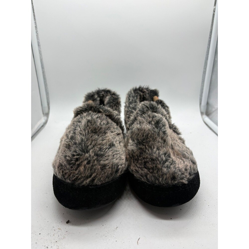 ACORN Women S 8-9 Charcoal Moc Slippers Faux Fur Plush Fleece House Shoes